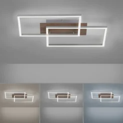 Leuchten Direkt 14018-78 Deckenleuchte Iven 2-flammig stahl Holzdekor CCT