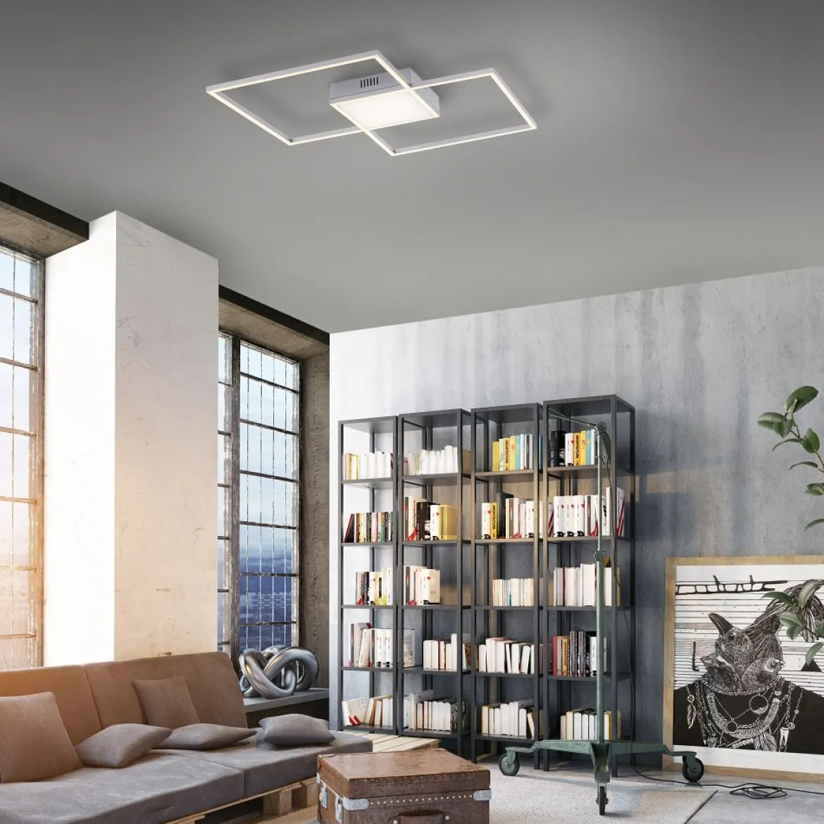Leuchten Direkt 14712-55 Deckenleuchte Asmin 60 stahl