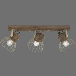 Leuchten Direkt 11488-60 Deckenleuchte Alami 3-flammig messing holz E27