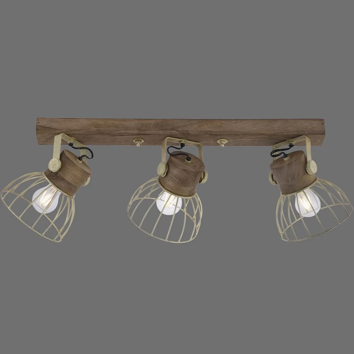 Leuchten Direkt 11488-60 Deckenleuchte Alami 3-flammig messing holz E27