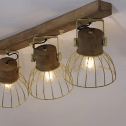 Leuchten Direkt 11488-60 Deckenleuchte Alami 3-flammig messing holz E27