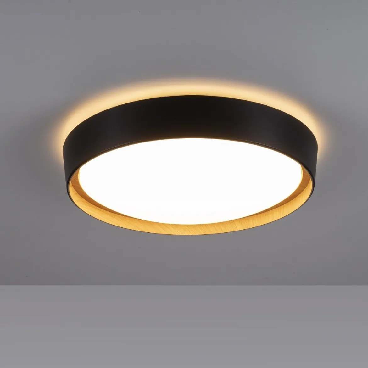 Leuchten Direkt 14347-18 EMILIA LED Deckenleuchte schwarz Holzoptik 40cm