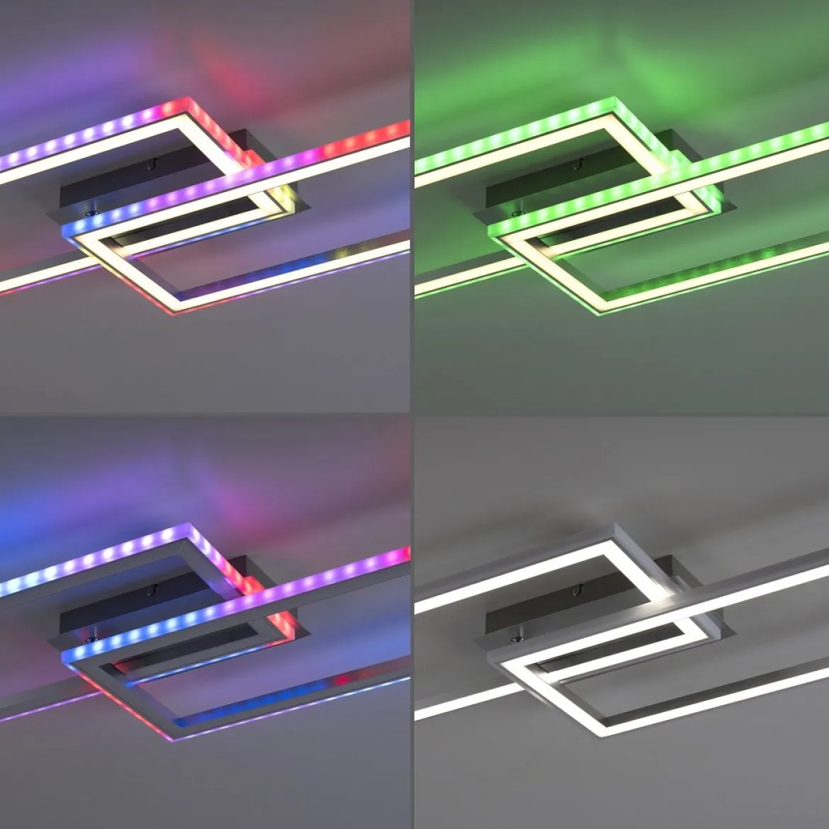 Leuchten Direkt 14635-55 FELIX60 LED Deckenleuchte 72x120cm RGBW silber