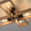 Leuchten Direkt 15656-18 FRANKY Deckenleuchte 4-flammig Schwarz mit Holzrahmen