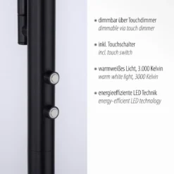Leuchten Direkt 11710-18 HANS Stehleuchte Schwarz mit Lesearm dimmbar