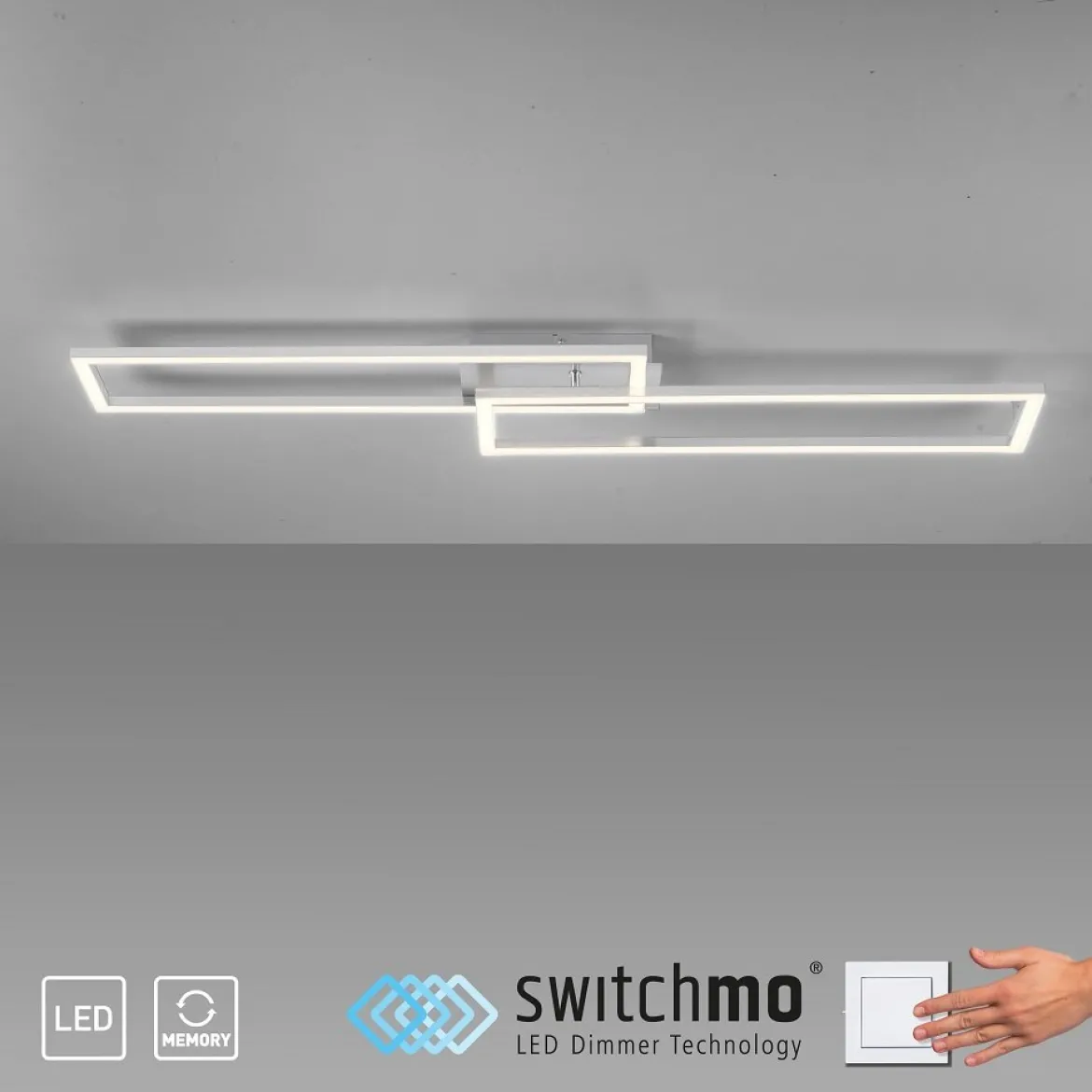 Leuchten Direkt 14691-55 IVEN LED Deckenleuchte silberfarben 3 Step Dim 102x20cm