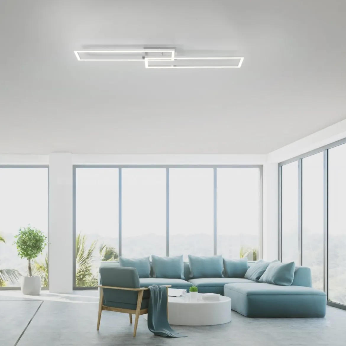 Leuchten Direkt 14691-55 IVEN LED Deckenleuchte silberfarben 3 Step Dim 102x20cm