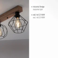 Leuchten Direkt 15213-78 KASKA Deckenleuchte 4-flammig Holzdekor