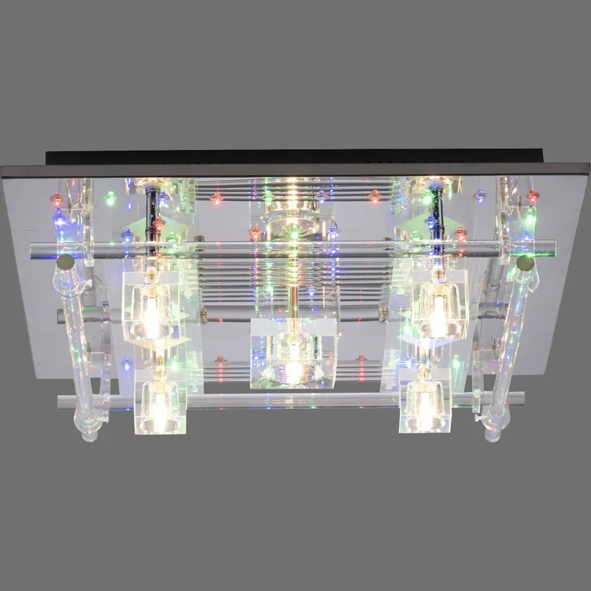 Leuchten Direkt 51365-17 KEMAL2.0 LED Deckenleuchte Kristallglas chrom 50x50cm