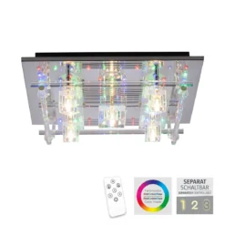 Leuchten Direkt 51365-17 KEMAL2.0 LED Deckenleuchte Kristallglas chrom 50x50cm