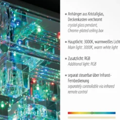 Leuchten Direkt 51365-17 KEMAL2.0 LED Deckenleuchte Kristallglas chrom 50x50cm