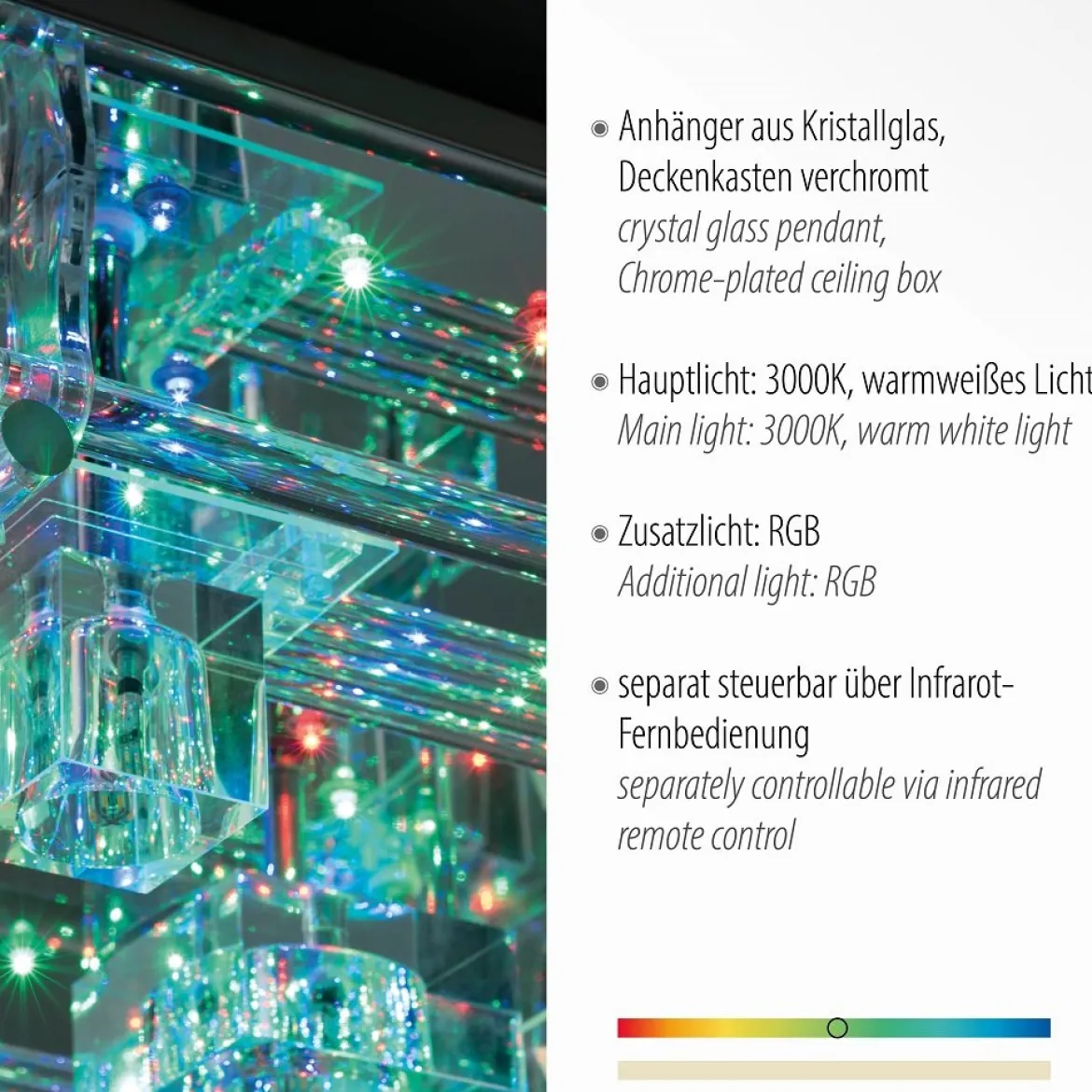 Leuchten Direkt 51365-17 KEMAL2.0 LED Deckenleuchte Kristallglas chrom 50x50cm