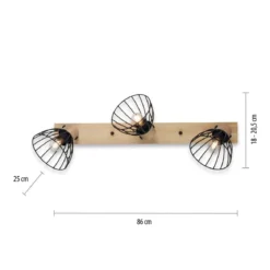 Leuchten Direkt 11418-18 LAMI Wand- und Deckenleuchte 3-flammig Holz Schwarz