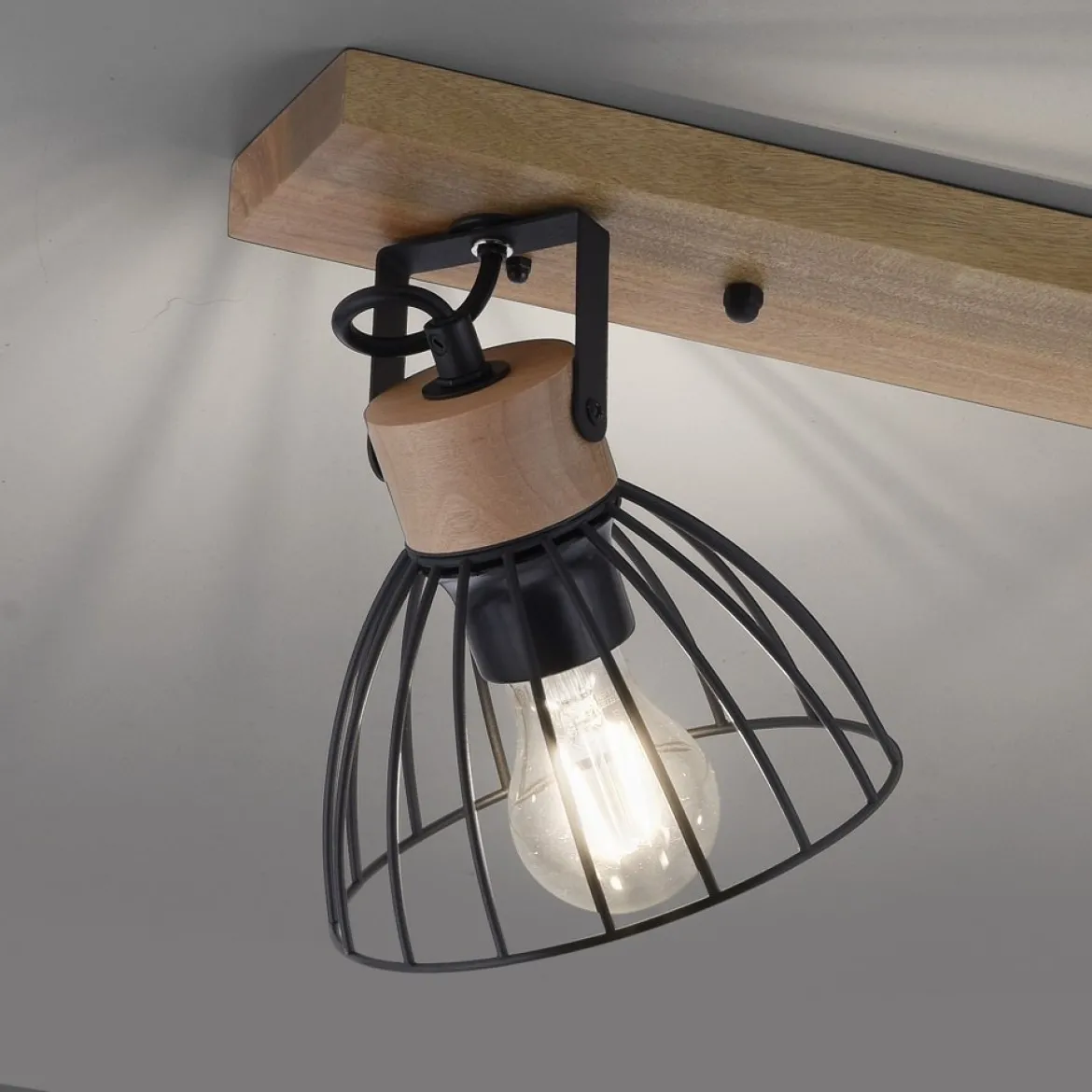 Leuchten Direkt 11418-18 LAMI Wand- und Deckenleuchte 3-flammig Holz Schwarz