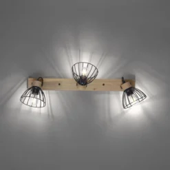 Leuchten Direkt 11418-18 LAMI Wand- und Deckenleuchte 3-flammig Holz Schwarz