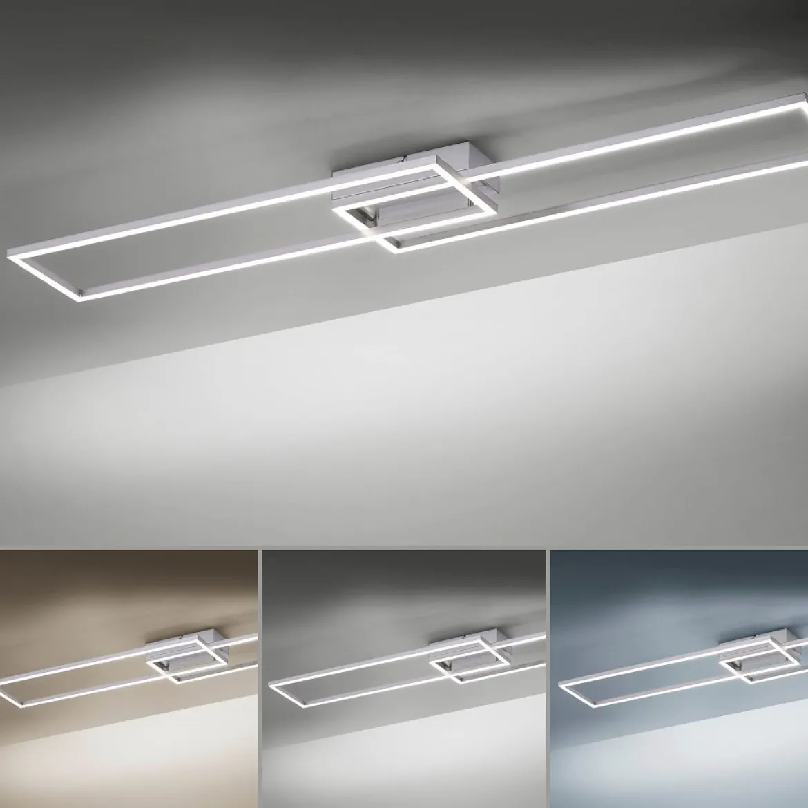 Leuchten Direkt 14019-55 LED Deckenleuchte Iven 110x25cm stahl CCT