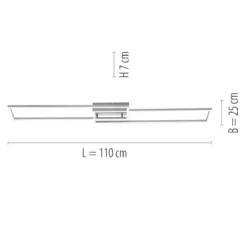 Leuchten Direkt 14019-55 LED Deckenleuchte Iven 110x25cm stahl CCT