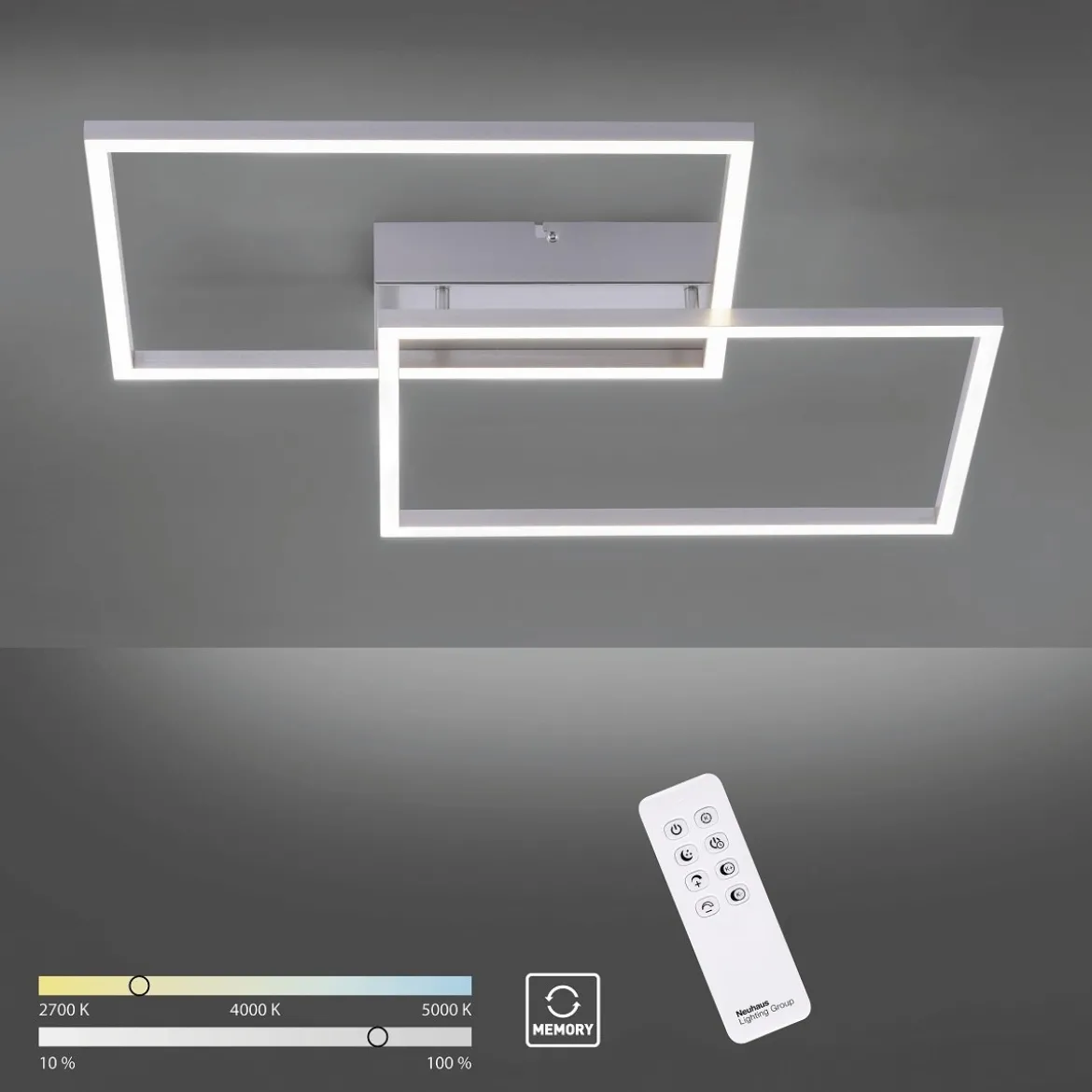 Leuchten Direkt 14017-55 LED Deckenleuchte IVEN stahl CCT steuerbar