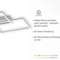Leuchten Direkt 14018-55 LED Deckenleuchte Iven stahl CCT Steuerung