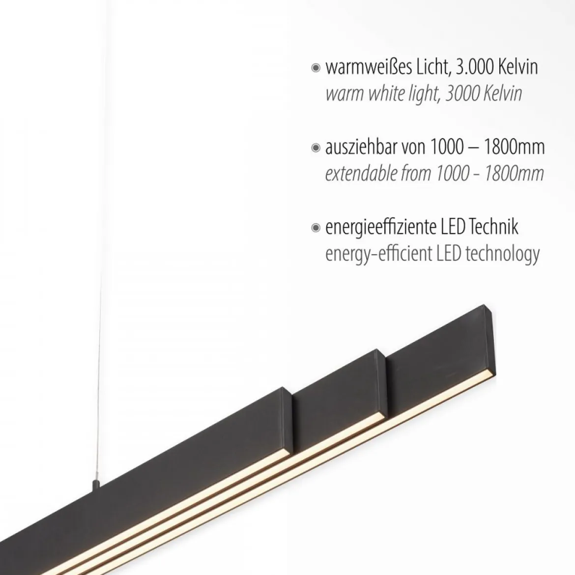 Leuchten Direkt 11660-13 LED Pendelleuchte Luzi anthrazit ausziehbar