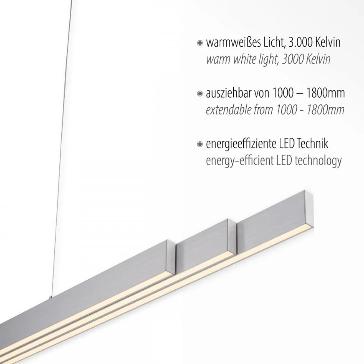Leuchten Direkt 11660-95 LED Pendelleuchte Luzi aluminiumfarben ausziehbar