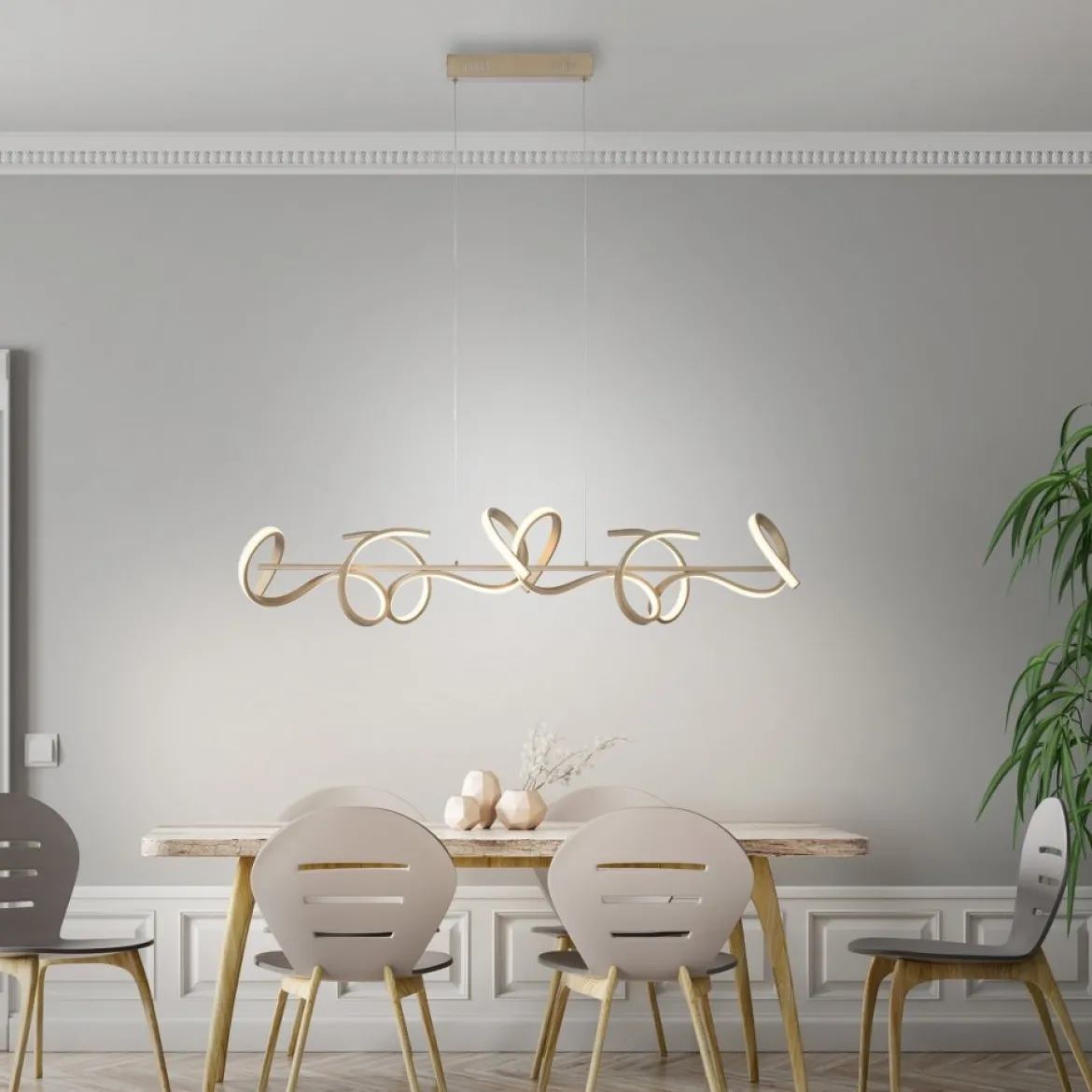 Leuchten Direkt 19033-60 LED Pendelleuchte Curls messing matt dimmbar