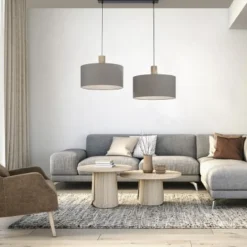 Leuchten Direkt 15113-15 LINEN Pendelleuchte 2-flammig Grau