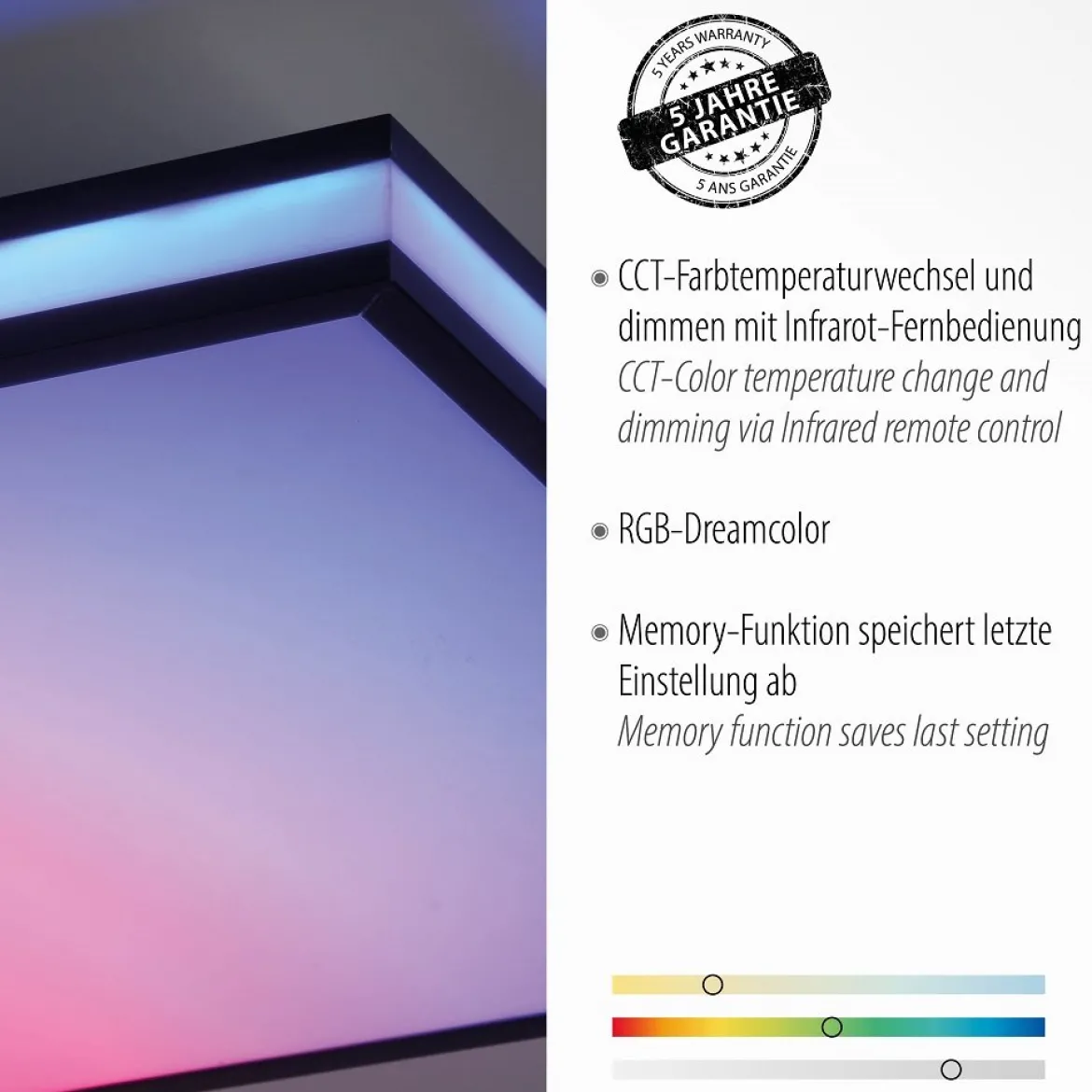 Leuchten Direkt 14110-18 MARIO BLACK LED Deckenleuchte 45x45cm RGBW