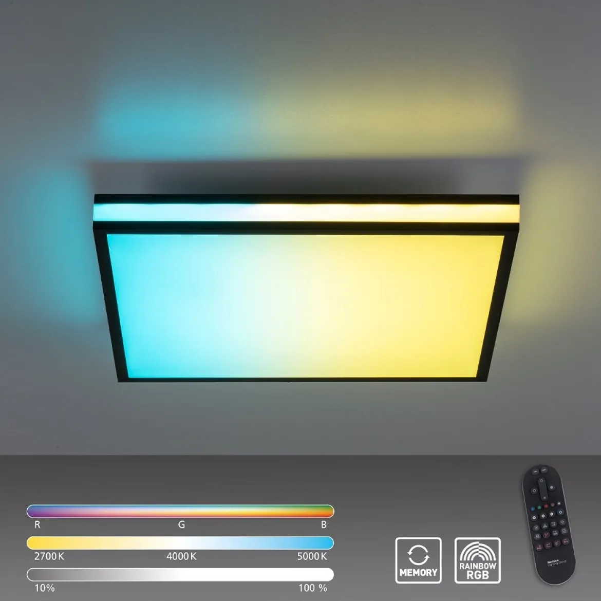 Leuchten Direkt 14110-18 MARIO BLACK LED Deckenleuchte 45x45cm RGBW