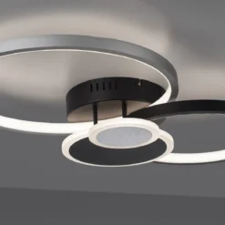 Leuchten Direkt 14548-18 PAPILON Deckenleuchte 4 Ringe schwarz aluminium