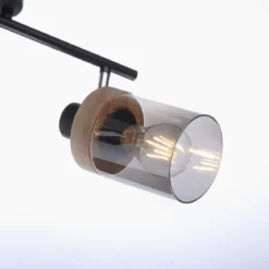 Leuchten Direkt 11313-18 PASQUAL Deckenleuchte 4-flammig Holz Rauchglas