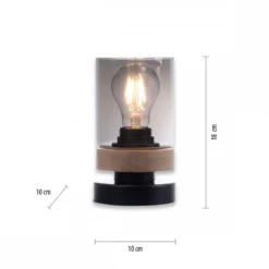 Leuchten Direkt 11310-18 PASQUAL Tischleuchte 1-flammig Holz Rauchglas