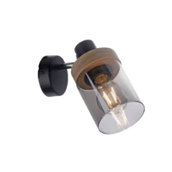 Leuchten Direkt 11311-18 PASQUAL Wand- und Deckenleuchte Rauchglas holz