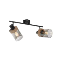 Leuchten Direkt 11312-18 PASQUAL Wand- und Deckenleuchte 2-flammig Holz Rauchglas