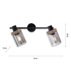 Leuchten Direkt 11312-18 PASQUAL Wand- und Deckenleuchte 2-flammig Holz Rauchglas