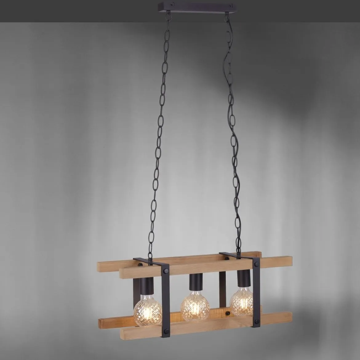 Leuchten Direkt 15683-79 Pendelleuchte Edith 3-flammig holz natur