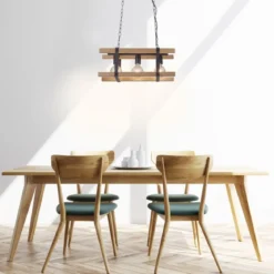 Leuchten Direkt 15683-79 Pendelleuchte Edith 3-flammig holz natur