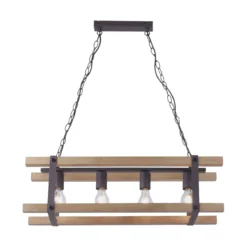 Leuchten Direkt 15684-79 Pendelleuchte Edith 4-flammig holz natur
