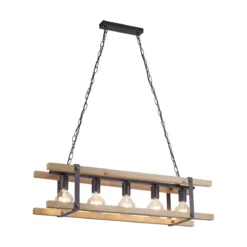 Leuchten Direkt 15685-79 Pendelleuchte Edith 5-flammig holz natur