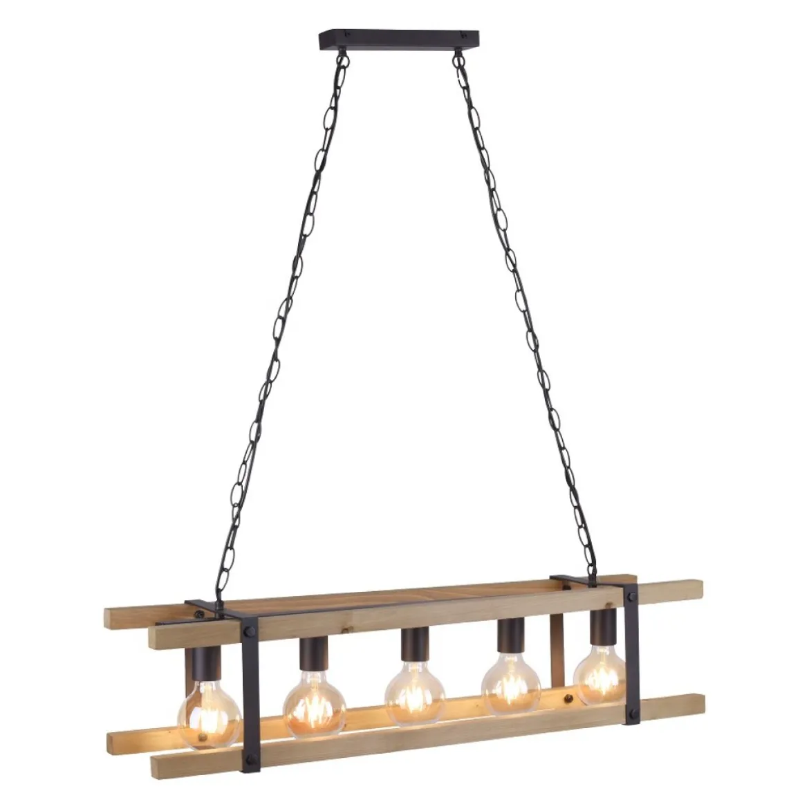Leuchten Direkt 15685-79 Pendelleuchte Edith 5-flammig holz natur