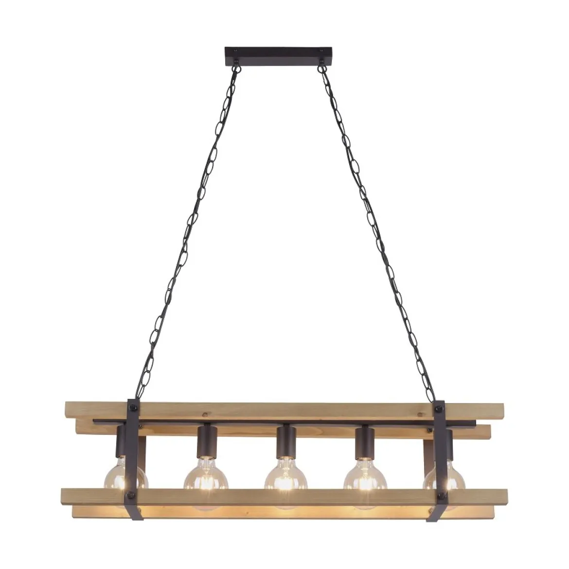 Leuchten Direkt 15685-79 Pendelleuchte Edith 5-flammig holz natur