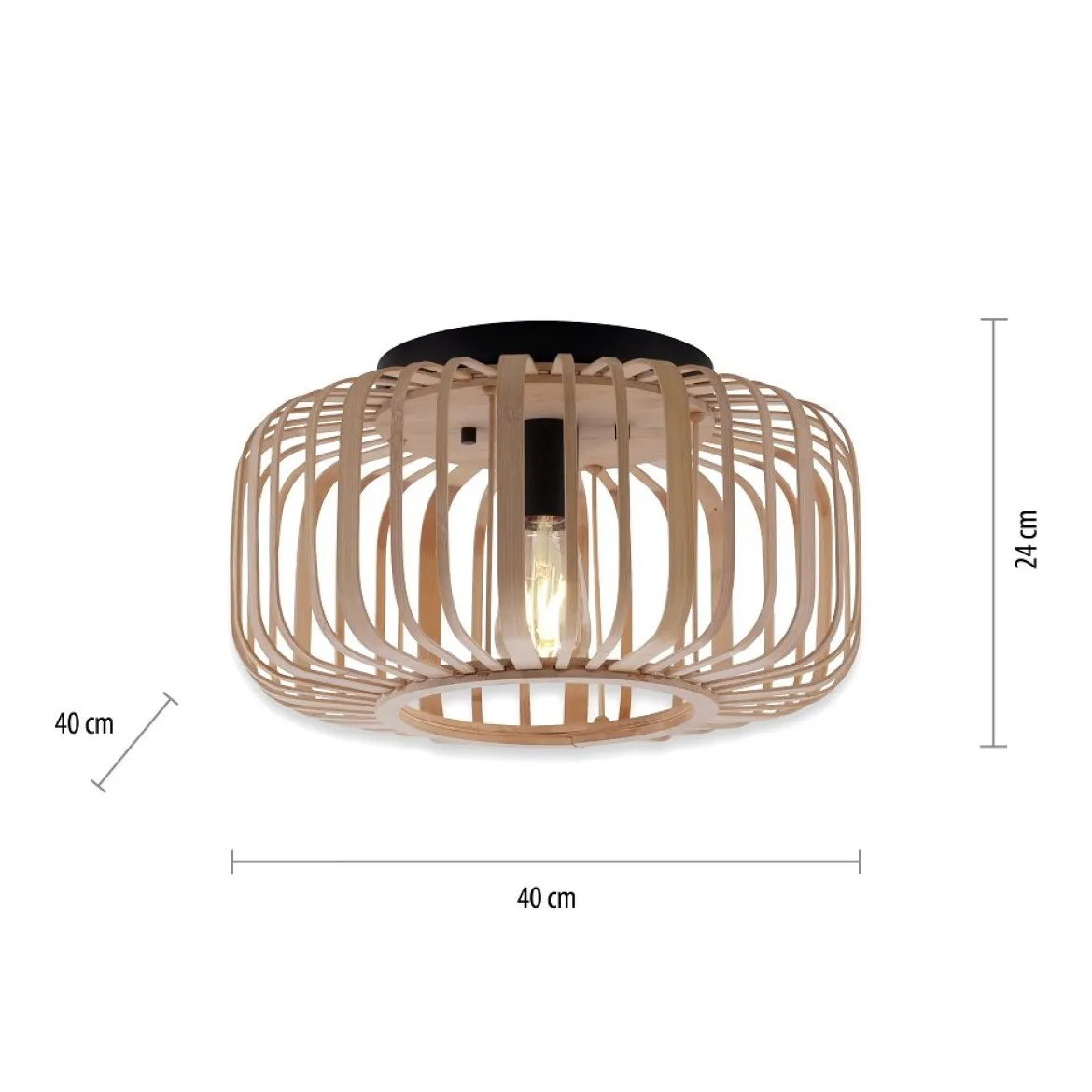 Leuchten Direkt 11412-79 RACOON Deckenleuchte 1-flammig Holz Natur 42cm