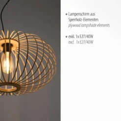 Leuchten Direkt 11409-79 RACOON Pendelleuchte 1-flammig Holz Natur