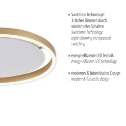 Leuchten Direkt 15391-60 RITUS LED Deckenleuchte Messing Matt rund 40cm