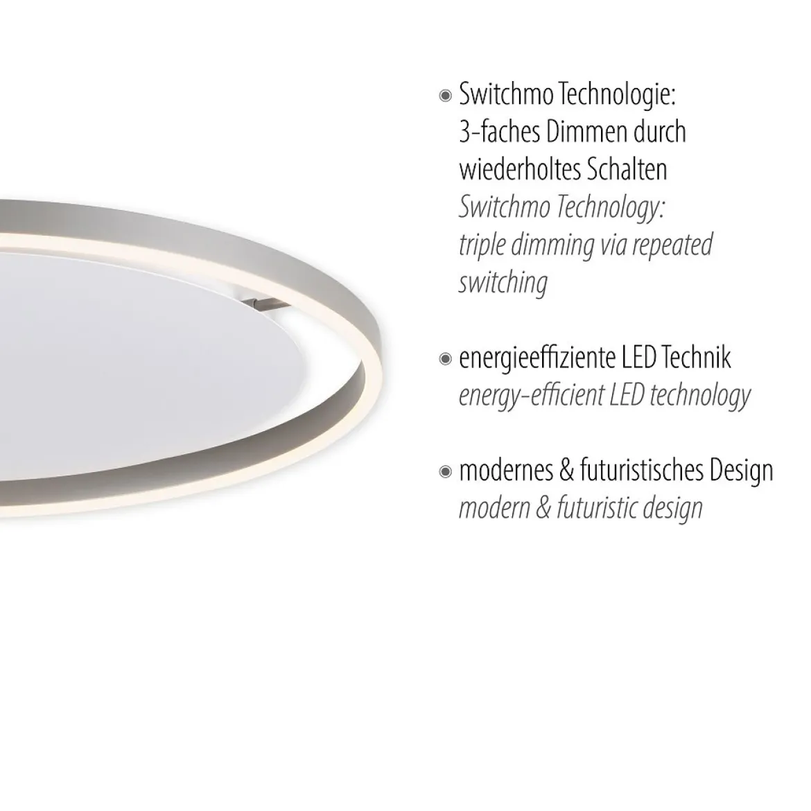 Leuchten Direkt 15392-95 RITUS LED Deckenleuchte Aluminium rund 60cm