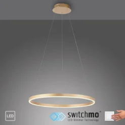 Leuchten Direkt 15394-60 RITUS LED Pendelleuchte Messing Matt rund 60cm dimmbar