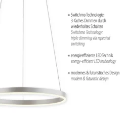 Leuchten Direkt 15393-95 RITUS LED Pendelleuchte Aluminium rund 40cm dimmbar