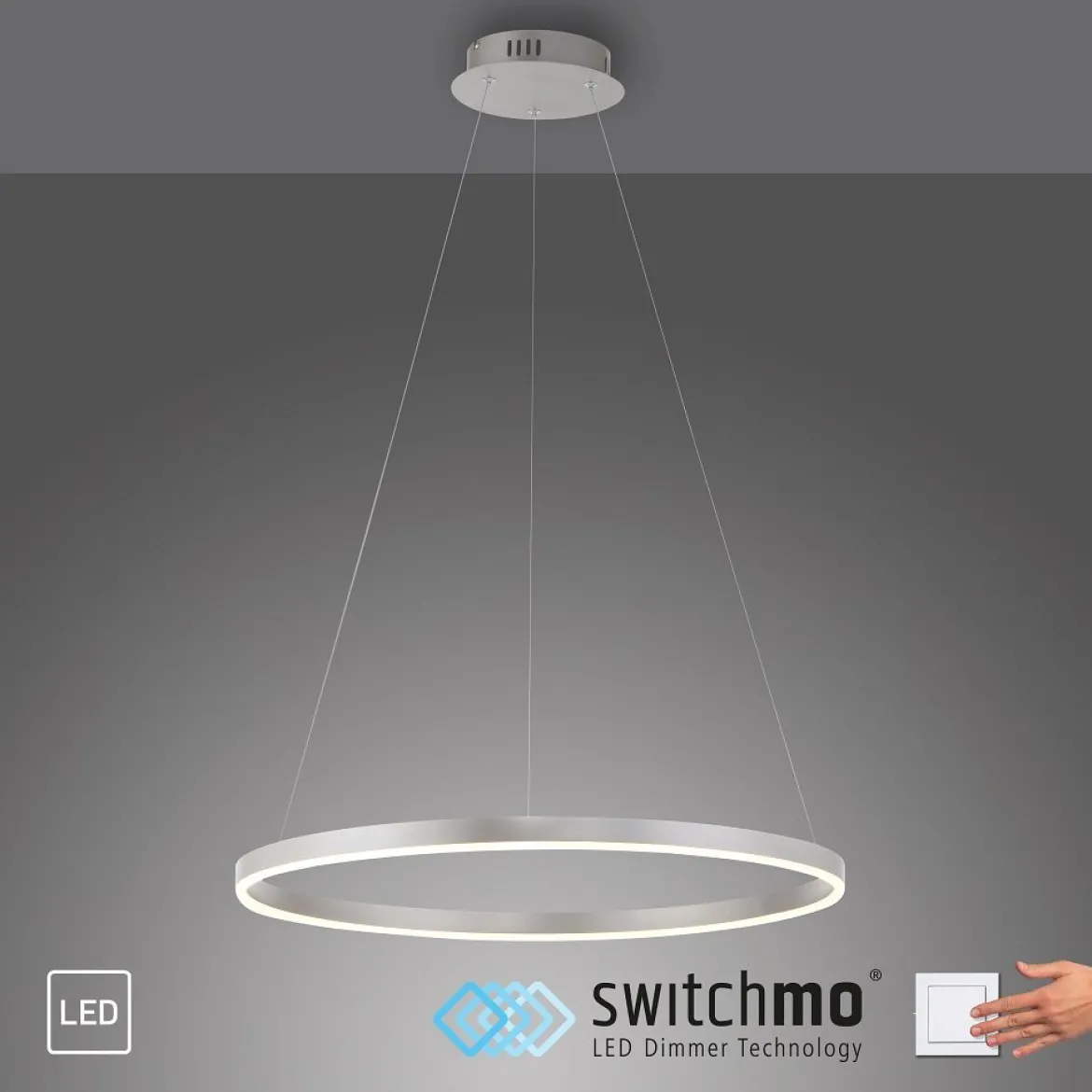 Leuchten Direkt 15394-95 RITUS LED Pendelleuchte Aluminium rund 60cm dimmbar
