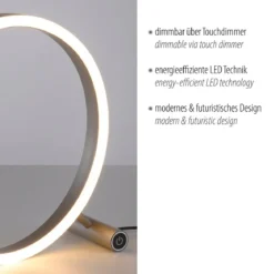 Leuchten Direkt 15390-95 RITUS LED Tischleuchte Aluminium rund Touchdimmer