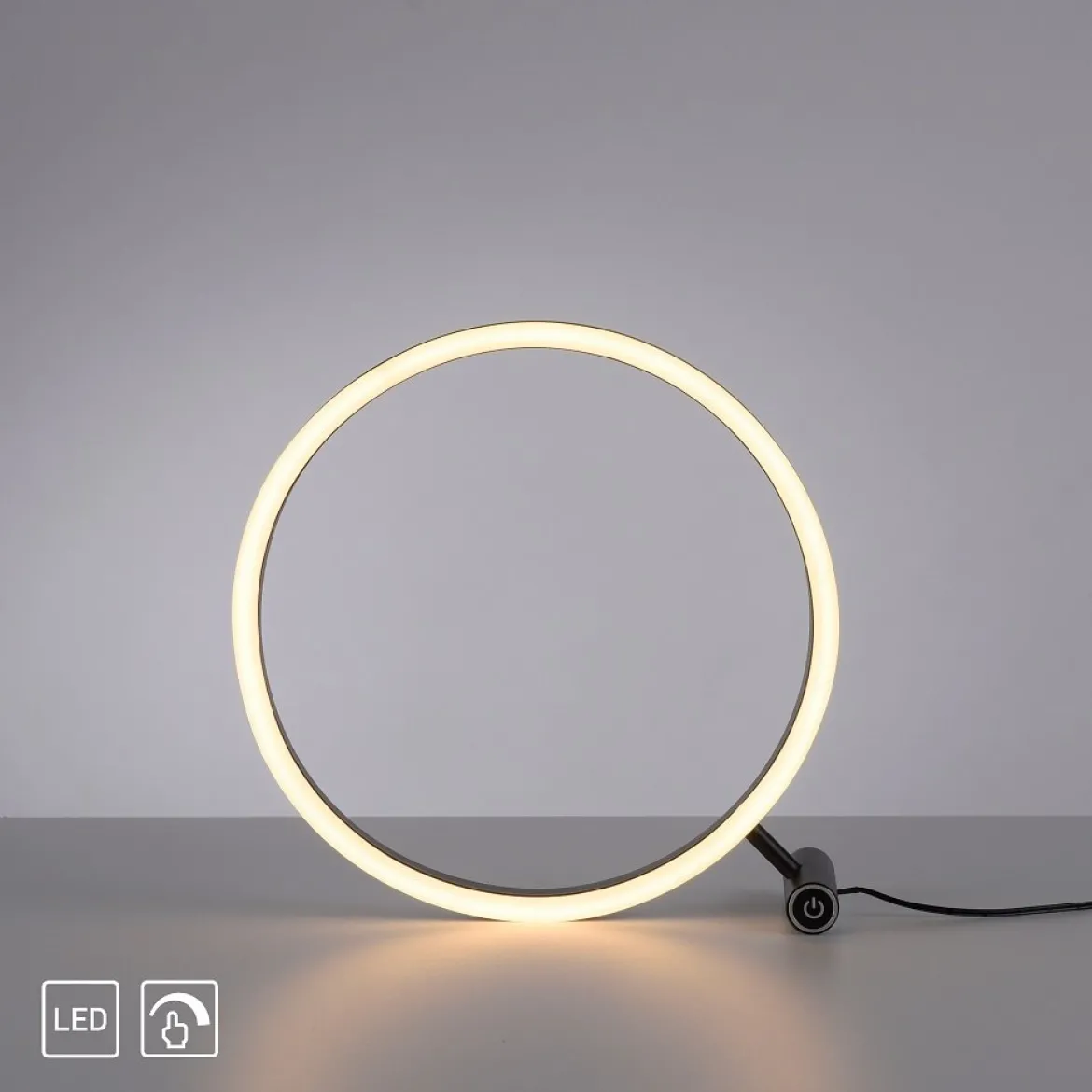 Leuchten Direkt 15390-13 RITUS LED Tischleuchte Anthrazit rund Touchdimmer